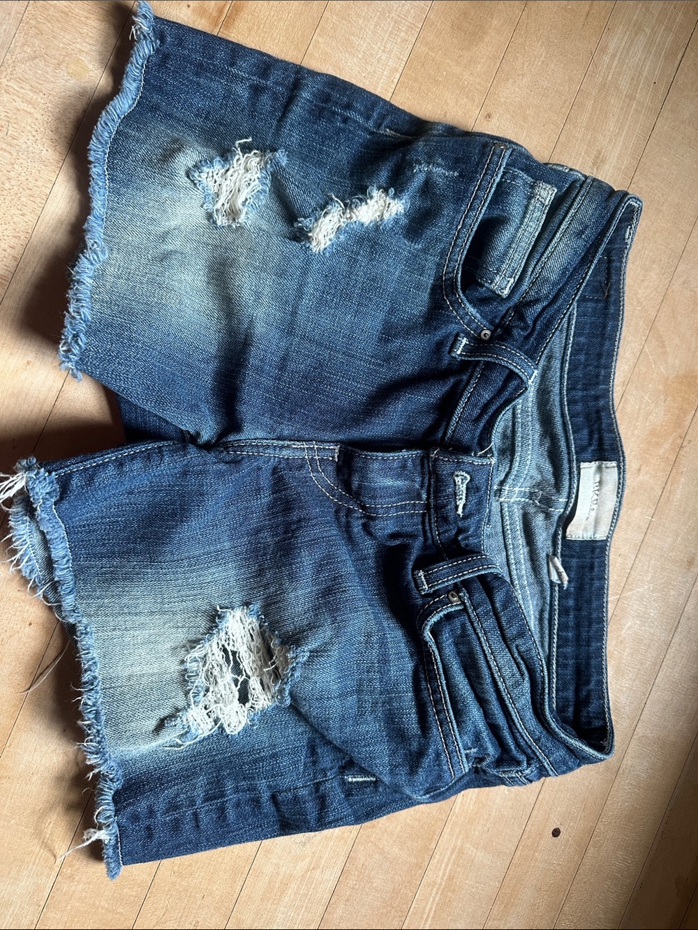 BKE women’s Distressed Dark Blue Denim Shorts